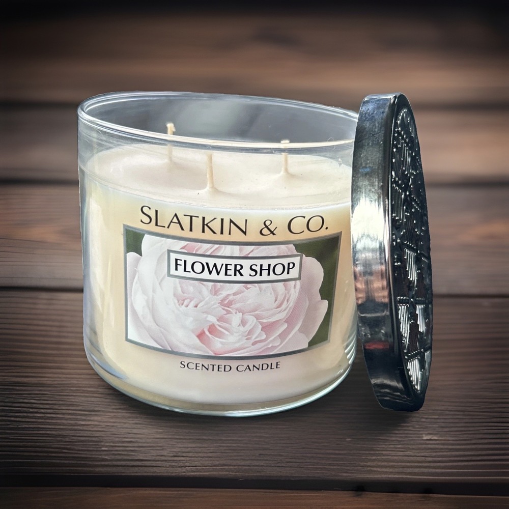 Slatkin & Co Bath Body Works FLOWER SHOP 14.5 oz 3-Wick Candle New Old Stock